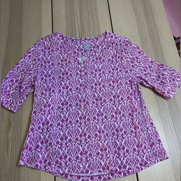 Chicos Pink and White Shirt Size 2 - Picture 1 of 5